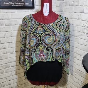 Cha Cha Vente SZ 1X Blouse Multi Color